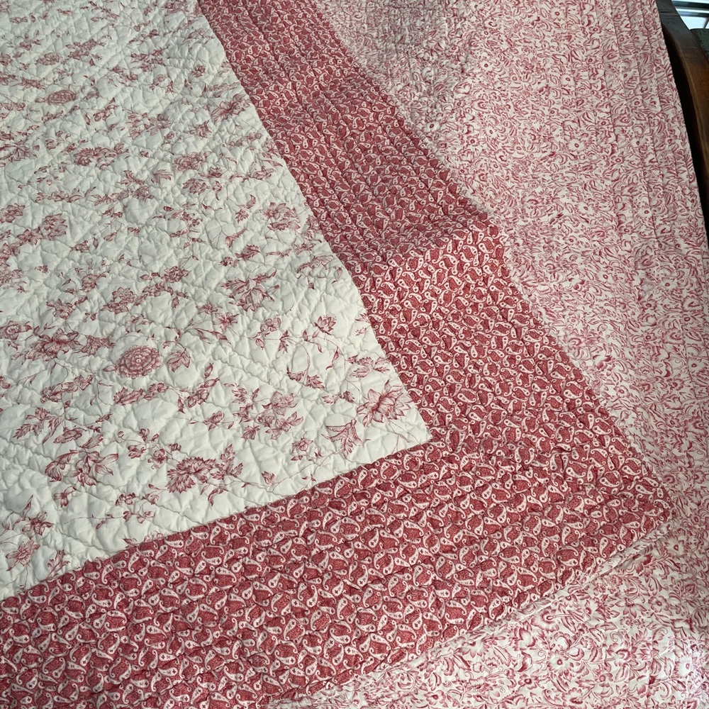 King Size Quilt French Country Living Catalog. Floral Red Quilt.